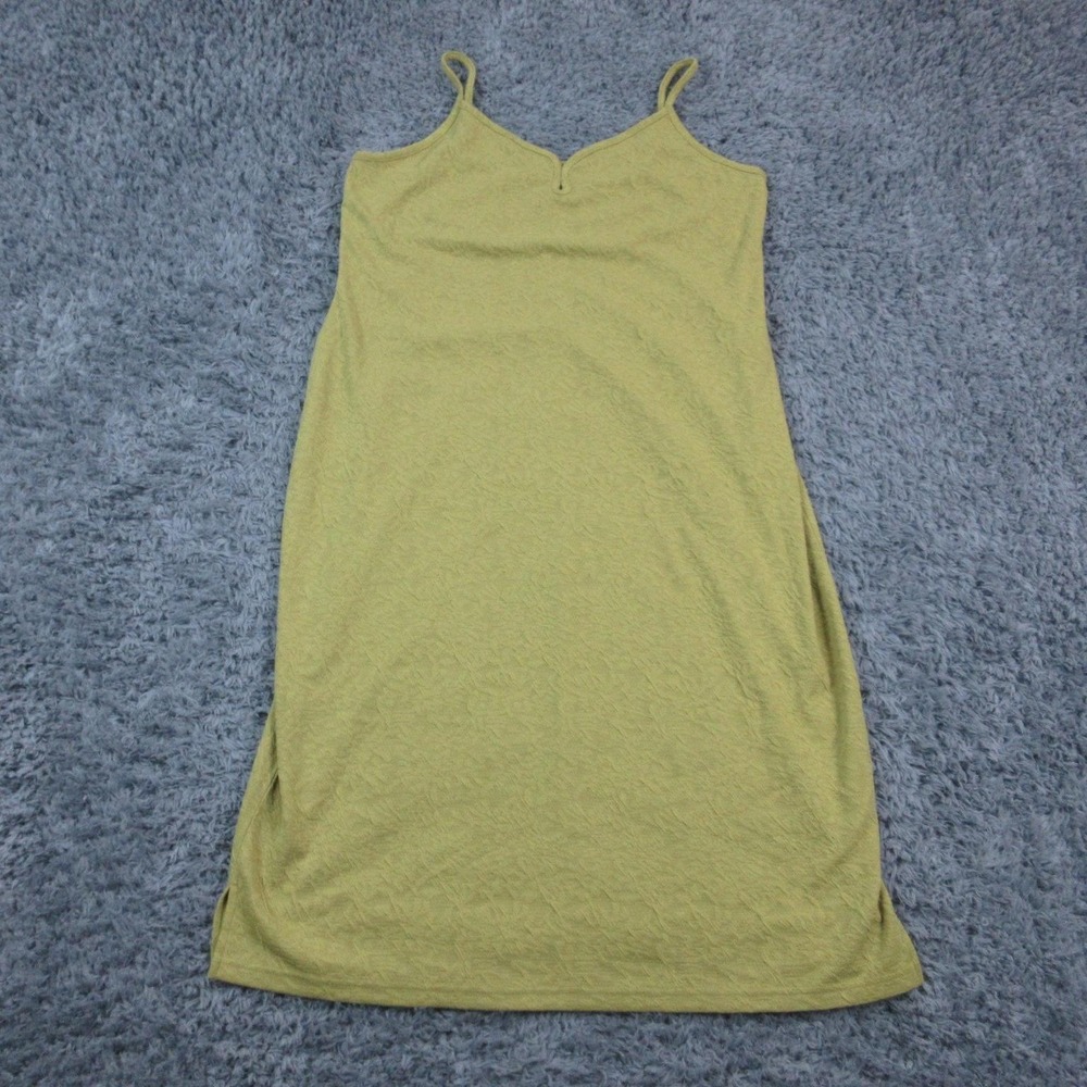 The Commons Dress Womens 1X Green Textured Knit Slip Midi Spaghetti Strap Casual